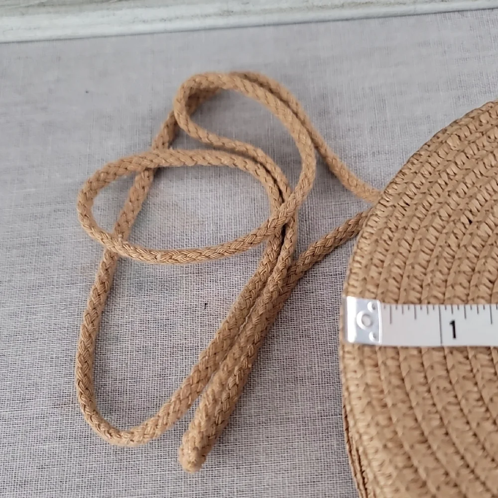 Elegant Khaki Rattan Round Crossbody Bag